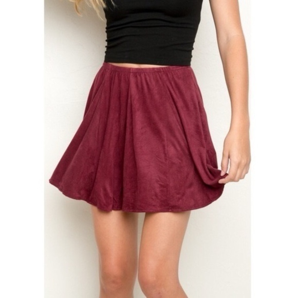 Burgundy Brandy Melville Flared Skirt
